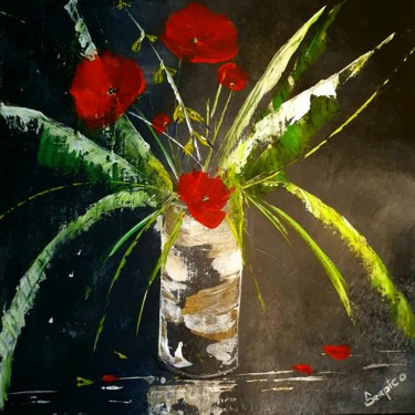 Painting titled "Les Coquelicots" by Serpico Michiels, Original Artwork, Acrylic