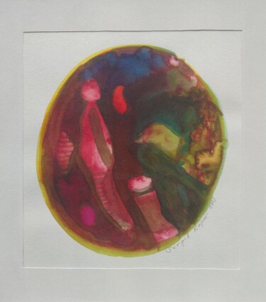 Peinture intitulée "Composition1" par Serpil Kapar, Œuvre d'art originale, Aquarelle Monté sur Carton