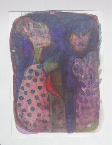 Peinture intitulée "Composition2" par Serpil Kapar, Œuvre d'art originale, Aquarelle Monté sur Carton