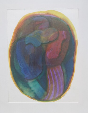 Pintura intitulada "Composition5" por Serpil Kapar, Obras de arte originais, Aquarela Montado em Cartão