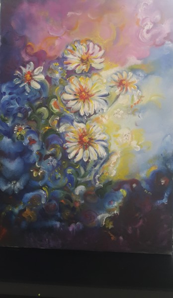 Painting titled "My Flowers" by Serpil Vesek, Original Artwork, Acrylic