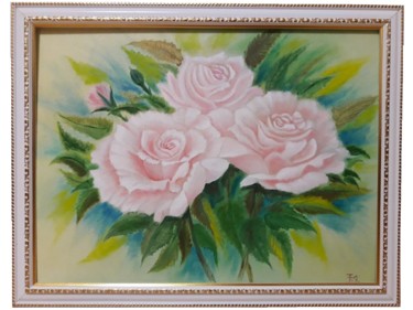 Peinture intitulée "Розы" par Tikhon Petrov, Œuvre d'art originale, Huile Monté sur Carton