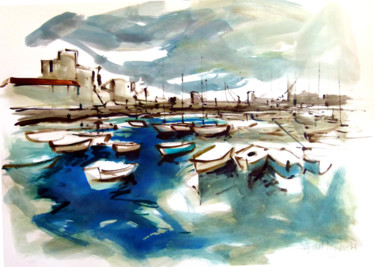 Pintura titulada "barques en repòs" por Serrat Jurado, Obra de arte original, Otro