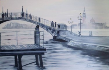 Peinture intitulée "Promenade à Venise" par Daniel Serrec, Œuvre d'art originale