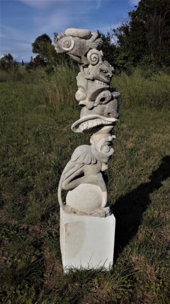 Sculpture intitulée "Les gardiens de l'Œ…" par Michel-Alexandre, Œuvre d'art originale, Pierre