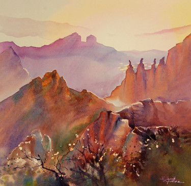isabelle-seruch-capouillez-36x36-f4-4-sedona Peinture intitulée "isabelle-seruch-cap…" par Isabelle Seruch Capouillez, Œuvre d'art originale, Aquarelle