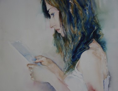 Peinture intitulée "aquarelle-la-lettre…" par Isabelle Seruch Capouillez, Œuvre d'art originale