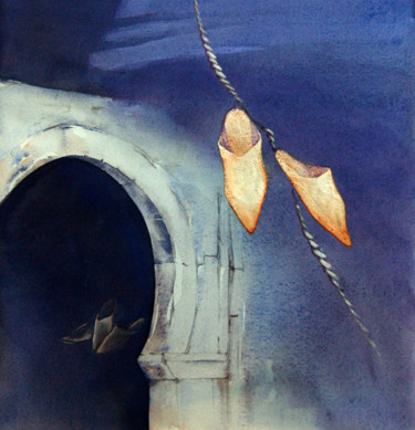 Peinture intitulée "Babouche Mystique" par Isabelle Seruch Capouillez, Œuvre d'art originale, Aquarelle