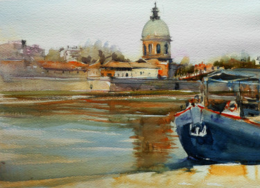 Peinture intitulée "N°2 Toulouse Garonne" par Isabelle Seruch Capouillez, Œuvre d'art originale, Aquarelle
