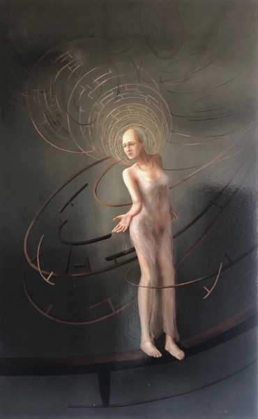 Картина под названием "Sophia the robot" - Serge Serednitski, Подлинное произведение искусства, Масло