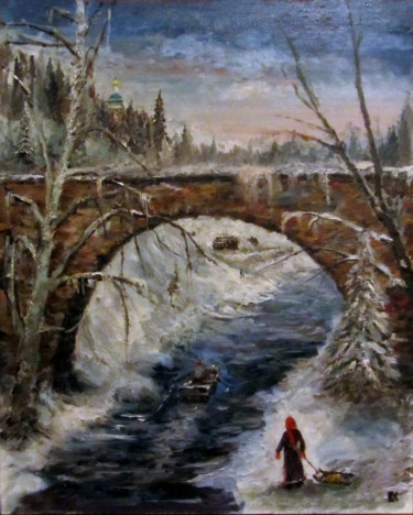 Painting titled "Старый мост" by Servak, Original Artwork, Oil