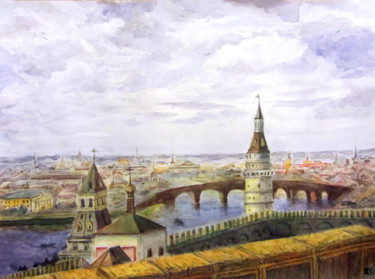 Peinture intitulée "Старая Москва" par Servak, Œuvre d'art originale, Aquarelle