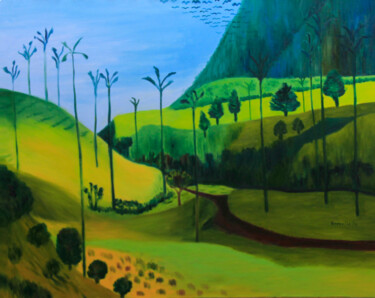 Pittura intitolato "Valle del cocora" da Servelio Hernández Sierra, Opera d'arte originale, Olio
