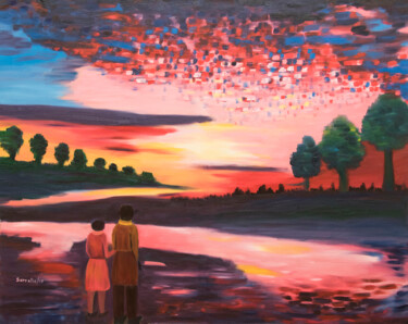 Malerei mit dem Titel "Oteando el horizonte" von Servelio Hernández Sierra, Original-Kunstwerk, Öl