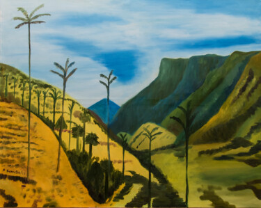 Peinture intitulée "Valle del cocora # 2" par Servelio Hernández Sierra, Œuvre d'art originale, Huile