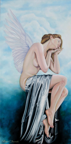 Painting titled "Angelica II" by Sergio Guerrero, Original Artwork, Oil