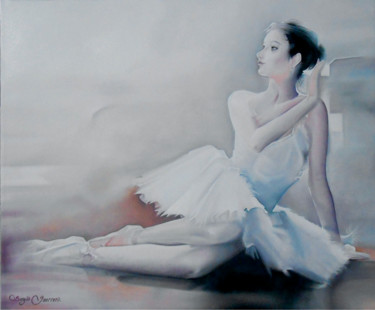 Painting titled "White Dancer" by Sergio Guerrero, Original Artwork, Oil
