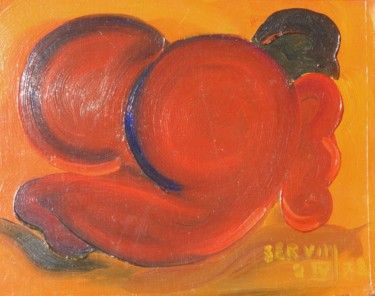 Pintura intitulada "la joufflue (nu)" por Servin, Obras de arte originais, Óleo