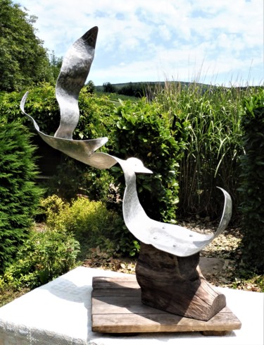 Skulptur mit dem Titel "GRAND OISEAU EN DET…" von Servin, Original-Kunstwerk, Metalle