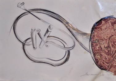 Rysunek zatytułowany „Trompette revisitée…” autorstwa Servin, Oryginalna praca, Ołówek