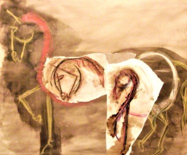 Peinture intitulée "Introspection" par Servin, Œuvre d'art originale, Gouache