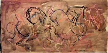 Schilderij getiteld "Lascaux" door Servin, Origineel Kunstwerk, Gouache