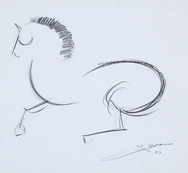 Disegno intitolato "Dessin cheval debou…" da Servin, Opera d'arte originale, Matita