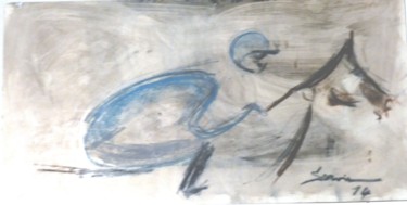 Zeichnungen mit dem Titel "Dessin jockey" von Servin, Original-Kunstwerk, Pastell