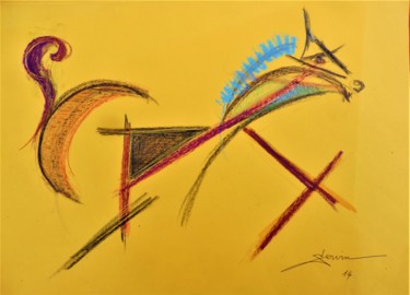 Drawing titled "Etude cheval cubist…" by Servin, Original Artwork, Pastel
