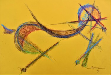Desenho intitulada "étude de cheval cub…" por Servin, Obras de arte originais, Pastel