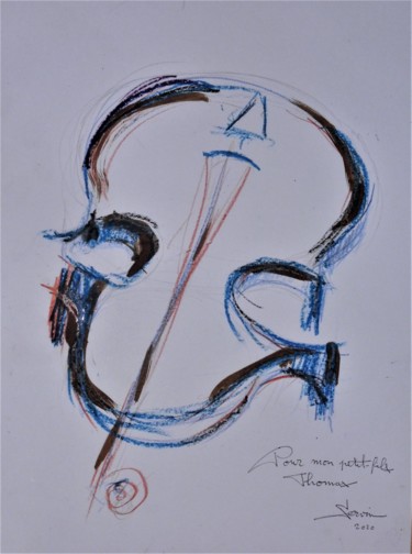 Dessin intitulée "violon surréaliste…" par Servin, Œuvre d'art originale, Crayon