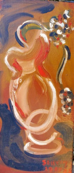 Peinture intitulée "vase incliné" par Servin, Œuvre d'art originale, Huile