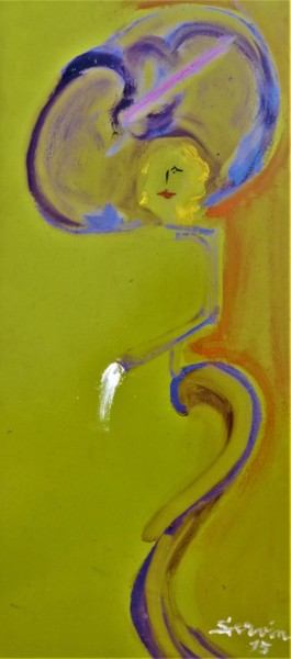 Peinture intitulée "Élégante sur fond v…" par Servin, Œuvre d'art originale, Huile