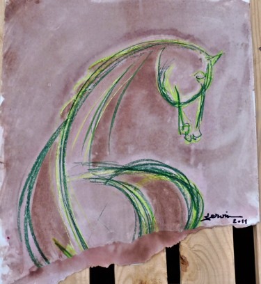 Painting titled "CHEVAL synthèse et…" by Servin, Original Artwork, Pastel