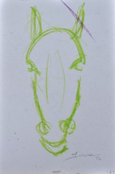 Drawing titled "Etude de tête de ch…" by Servin, Original Artwork, Pastel