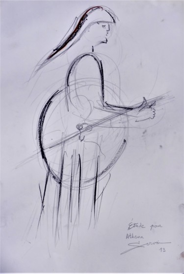 图画 标题为“ETUDE POUR ATHENA (…” 由Servin, 原创艺术品, 铅笔
