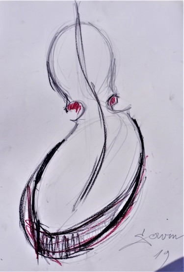 Dessin intitulée "Etude de violon en…" par Servin, Œuvre d'art originale, Crayon