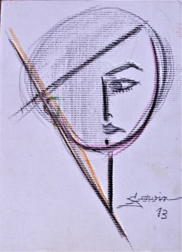 Drawing titled "Portrait d'Anaelle 2" by Servin, Original Artwork, Pencil