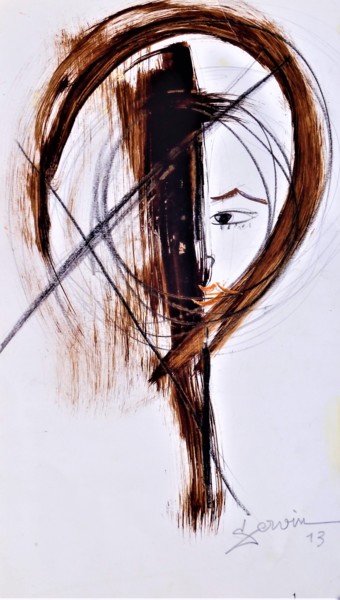 Drawing titled "portrait d'Anaelle" by Servin, Original Artwork, Pencil
