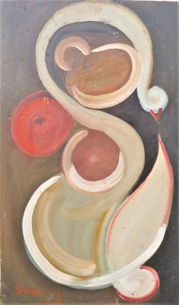 Malerei mit dem Titel "Léda et le cigne" von Servin, Original-Kunstwerk, Öl