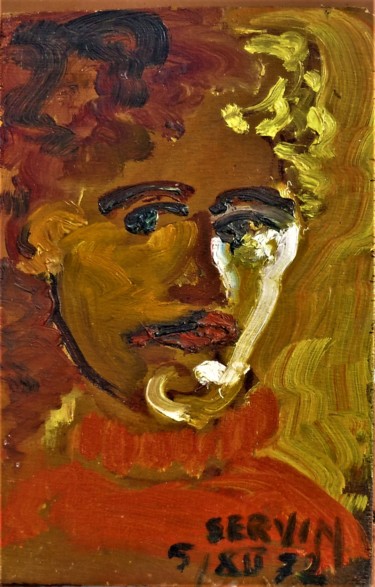 Painting titled "Autoportrait" by Servin, Original Artwork, Oil