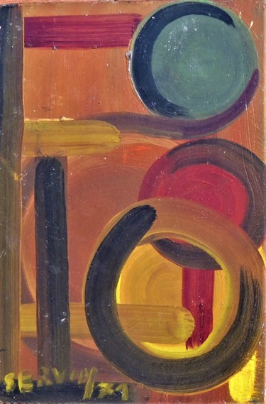 Ζωγραφική με τίτλο "Abstraction géométr…" από Servin, Αυθεντικά έργα τέχνης, Λάδι