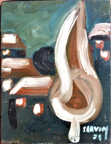 Painting titled "Arbre en pinceau" by Servin, Original Artwork, Oil