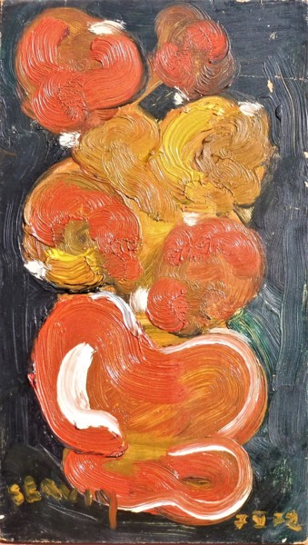 Peinture intitulée "Bouquet jaune et ro…" par Servin, Œuvre d'art originale, Huile