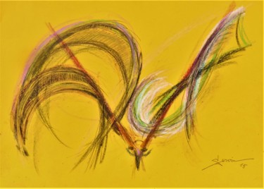 Drawing titled "oiseau de feu" by Servin, Original Artwork, Pastel