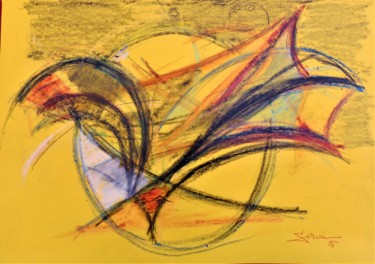 Desenho intitulada "OISEAU DANS L'ORAGE" por Servin, Obras de arte originais, Pastel