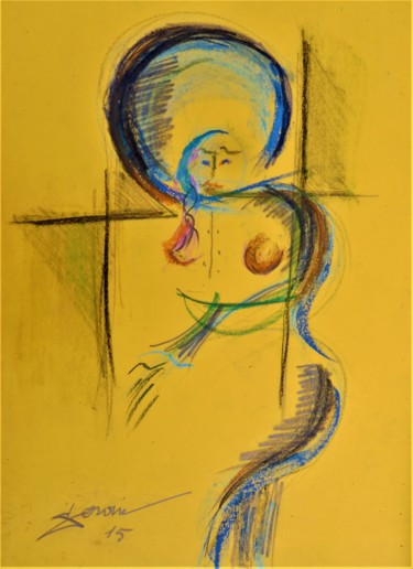 Drawing titled "Dale à sa fenêtre a…" by Servin, Original Artwork, Pastel