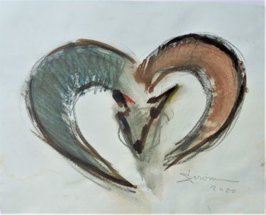 Dessin intitulée "Mouflon dans un coe…" par Servin, Œuvre d'art originale, Pastel