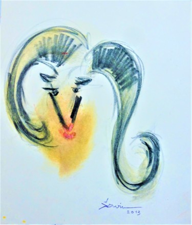 Tekening getiteld "Etude de corne de d…" door Servin, Origineel Kunstwerk, Pastel