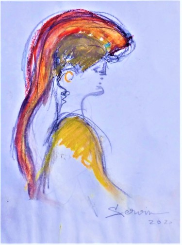 Dessin intitulée "Portrait de jeune f…" par Servin, Œuvre d'art originale, Pastel